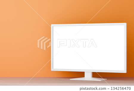 3D材質_電視_橘色背景 3D材質_電視_橘色背景 134256470