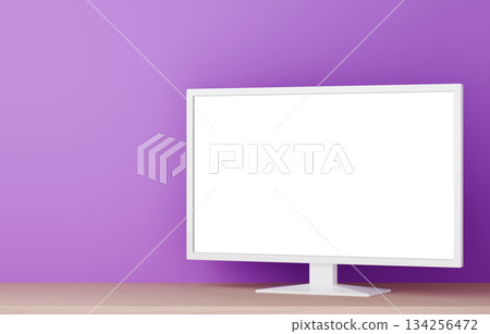3D material _ TV _ purple background 3D material _ TV _ purple background 134256472
