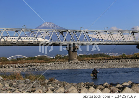 Shinkansen and Mt. Fuji 134257169