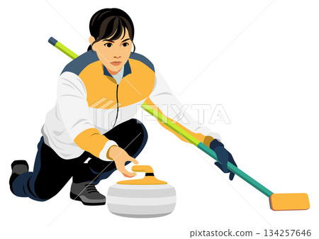 Female curling player Female curling player 134257646