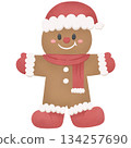 Cute Christmas Cookie Baking Cartoon - Watercolor 134257690