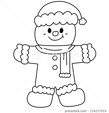 Cute Christmas Cookie Baking Cartoon - Outline 134257914