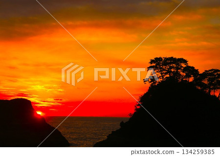 日本八a島最好的日落 日本八a島最好的日落 134259385