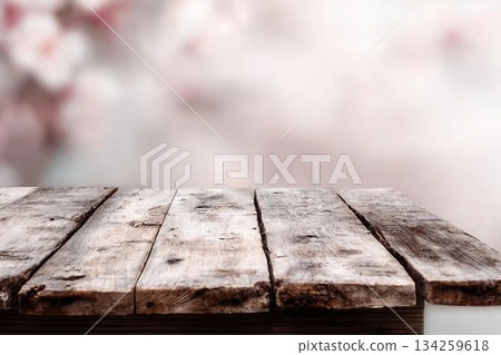 Wooden table against spring background 134259618