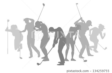 Golfers Golfing Silhouette Golf People Silhouettes 134259755