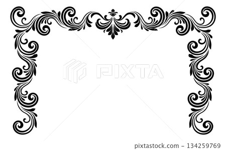 Filigree Heraldic Crest Motif Floral Pattern Frame 134259769