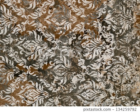 opulent damask paper in warm hues with distressed floral motifs and refined sheen for upscale opulent damask paper in warm hues with distressed floral motifs and refined sheen for upscale 134259792