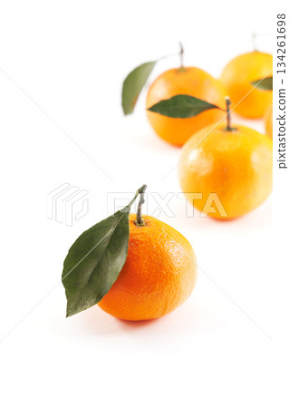Fresh tangerines with leaves 134261698