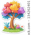 cheerful cartoon poplar tree 134262401