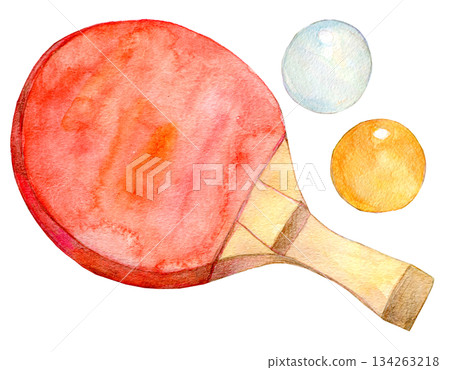 水彩插畫，手繪插畫，乒乓球套裝 134263218