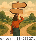 A woman lost at a crossroads 134263271