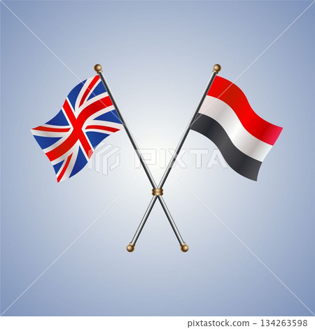 United Kingdom and Yemen flag. Vector Illustration 134263598