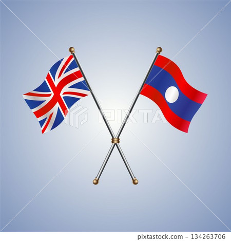 United Kingdom and Laos flag. Vector Illustration United Kingdom and Laos flag. Vector Illustration 134263706
