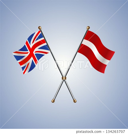 United Kingdom and Latvia flag. Vector Illustration United Kingdom and Latvia flag. Vector Illustration 134263707