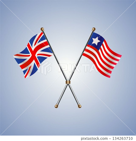 United Kingdom and Liberia flag. Vector Illustration 134263710