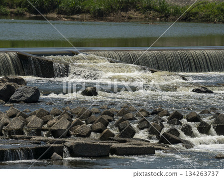 Summer scenery of the Yamato River Kashiwara Dam Summer scenery of the Yamato River Kashiwara Dam 134263737