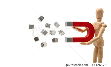 一款能吸引顧客並以磁鐵引導的繪畫玩偶 134263758