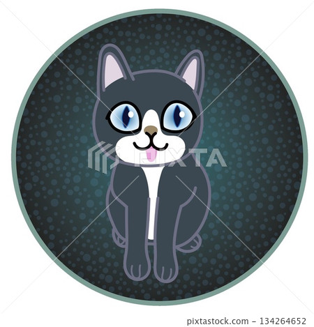圓形背景的坐著的小貓插圖 134264652