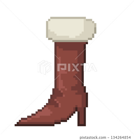 Pixel illustration of brown boots Pixel illustration of brown boots 134264854