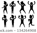 3-head-body businessman silhouette pose collection Joy 134264908