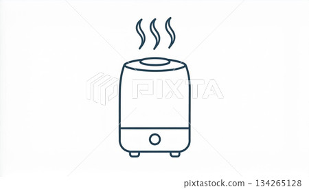 Simple and stylish humidifier icon and steam. An electrical appliance that adjusts the humidity in a room that is dry due to heating. 134265128