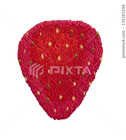 [Strawberry with stem] Hand embroidery illustration material 134265298