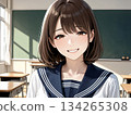 教室裡穿著水手服的高中女生 134265308