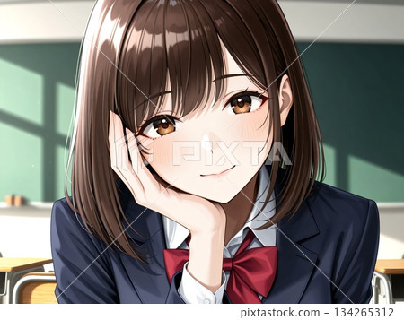 一名身穿西裝制服的高中生用手撫摸著自己的臉頰。 一名身穿西裝制服的高中生用手撫摸著自己的臉頰。 134265312
