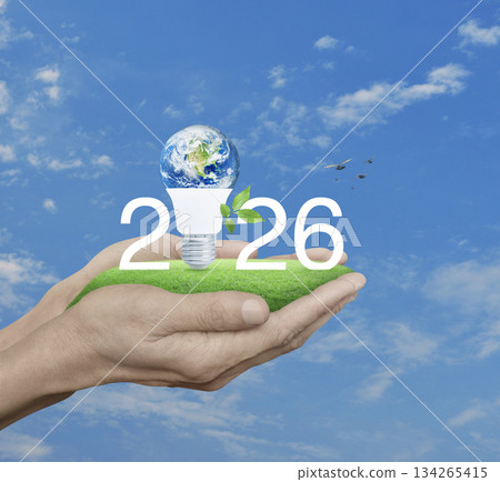Happy new year 2026 green ecology and saving energy concept, Elements of this image furnished by NASA Happy new year 2026 green ecology and saving energy concept, Elements of this image furnished by NASA 134265415