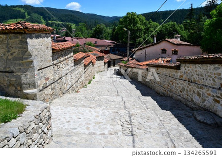 歐洲30個美麗村莊：保加利亞科普里夫什蒂察的鵝卵石路、石牆和街景 134265591
