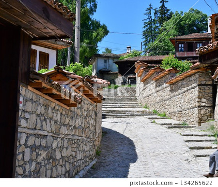 歐洲30個美麗村莊：保加利亞科普里夫什蒂察，鵝卵石路、石牆、房屋、街景 134265622