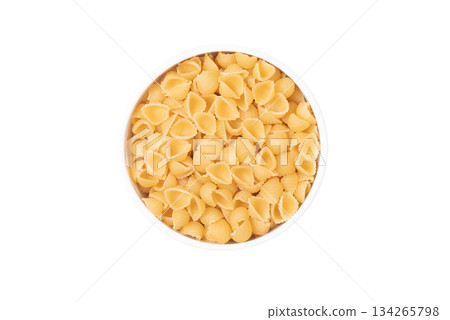 A bowl of pasta with a lot of shells 134265798