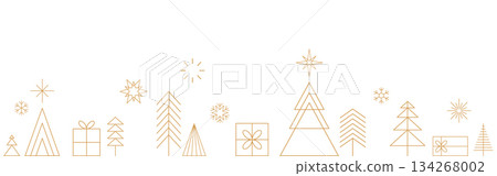 Christmas background, gold decoration banner, tree pattern Christmas background, gold decoration banner, tree pattern 134268002