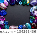 A frame of colorful natural stones and power stones 134268436