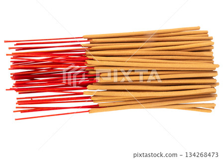 Incense for worshipping Buddha isolated on white background 134268473