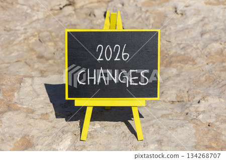 2026 Changes symbol. Concept words 2026 Changes on beautiful black blackboard. Beautiful stone background. Business and 2026 changes concept. Copy space. 2026 Changes symbol. Concept words 2026 Changes on beautiful black blackboard. Beautiful stone background. Business and 2026 changes concept. Copy space. 134268707
