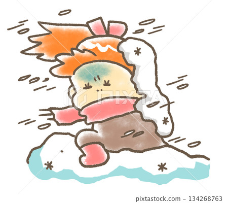 暴風雪中積雪堆積的插圖 暴風雪中積雪堆積的插圖 134268763