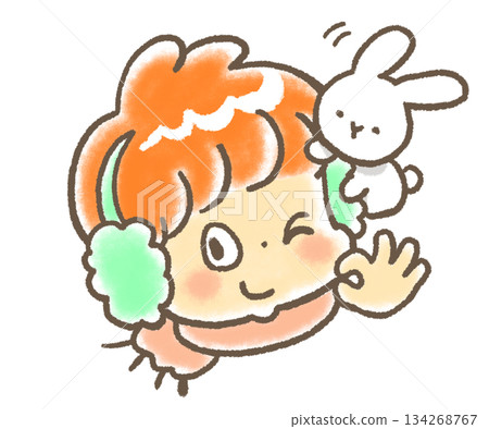 Illustration of a person winking and saying "OK" 134268767