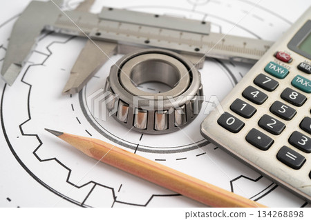 Engineering and precision tools with metal ball bering, mechanical industrial. Engineering and precision tools with metal ball bering, mechanical industrial. 134268898