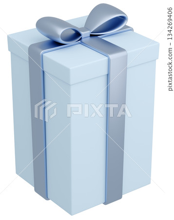 3D illustration_present_light blue 3D illustration_present_light blue 134269406