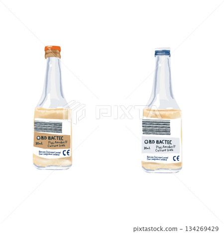 Differences between blood culture bottles (aerobic bottles and anaerobic bottles) | Educational medical illustrations for blood collection and testing procedures Differences between blood culture bottles (aerobic bottles and anaerobic bottles) | Educational medical illustrations for blood collection and testing procedures 134269429