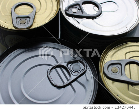 Detailed Photo Of Long Term Tinned Goods in a Cans. Strategic Reserve for Survival Stock Concept Image  134270443