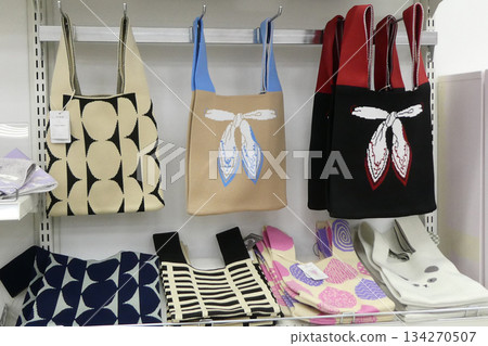 A bag with a unique design and thick handles that can carry heavy items 134270507