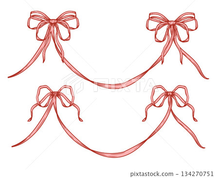 Vintage garlands and decoration line art set. 134270751