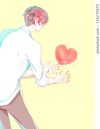 A man with open arms and a heart A man with open arms and a heart 134270975