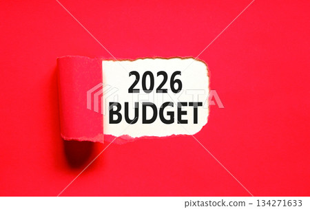 2026 Budget symbol. Concept words 2026 Budget on beautiful white paper. Beautiful red paper background. Business and 2026 budget concept. Copy space. 2026 Budget symbol. Concept words 2026 Budget on beautiful white paper. Beautiful red paper background. Business and 2026 budget concept. Copy space. 134271633