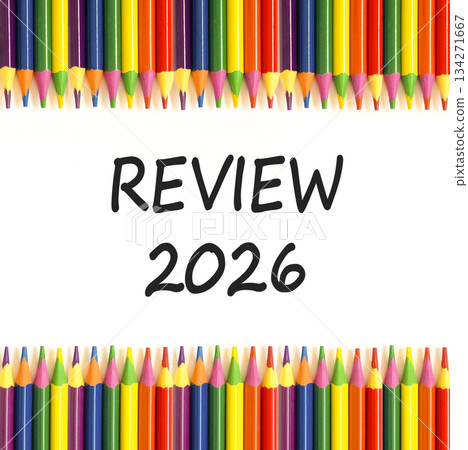 Review 2026 symbol. Concept words Review 2026 on beautiful white paper. Beautiful white paper background. Beautiful colored pencils. Business and review 2026 concept. Copy space. Review 2026 symbol. Concept words Review 2026 on beautiful white paper. Beautiful white paper background. Beautiful colored pencils. Business and review 2026 concept. Copy space. 134271667