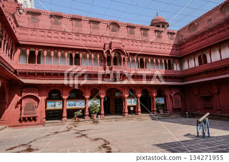 India, Bikaner, the inner courtyard of Junagarh Fort, an important historical monument located in Bikaner 134271955