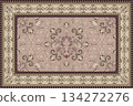 Vintage Arabic pattern.Persian colored carpet.Ikat ethnic style moroccan rug and carpet.Rich ornament for fabric design,handmade,interior decoration,rug,tapis,yoga mat,textiles.Multicolored background 134272276