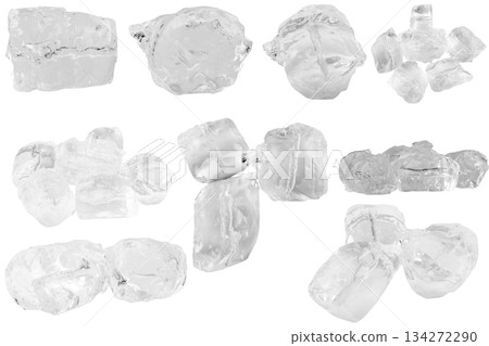 Ice cubes isolated on white background 134272290